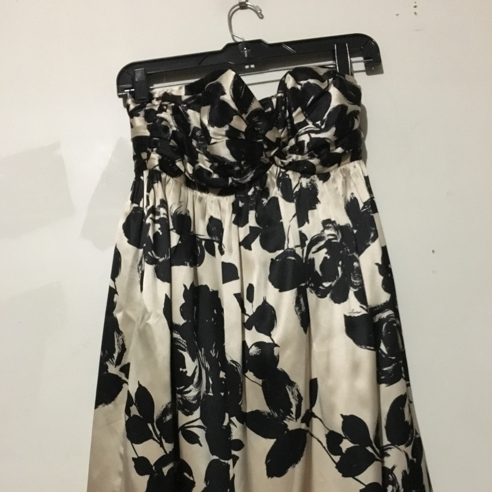 Milly New York Size 2 Tan Black Floral Dress